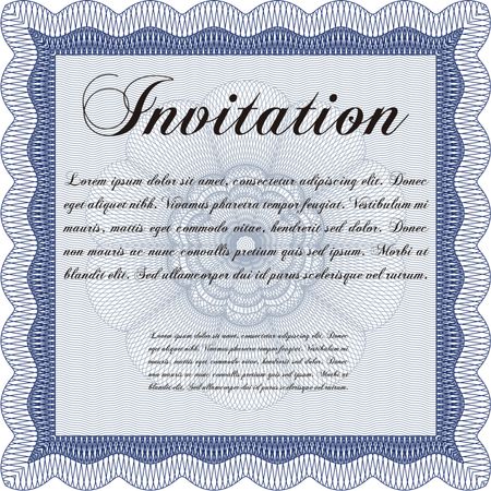 Vintage invitation template. With guilloche pattern. Vector illustration. Retro design.