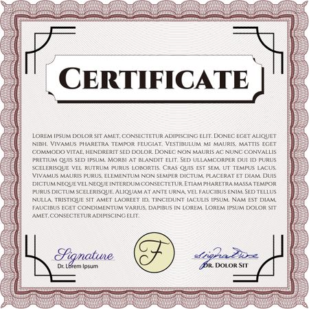 Certificate template. Customizable, Easy to edit and change colors. Nice design. Easy to print. Red color.