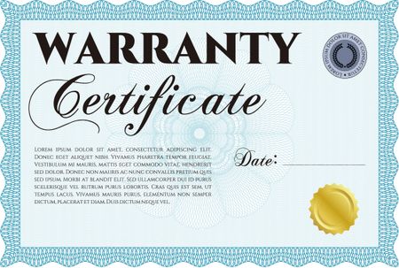 Warranty template or warranty certificate.