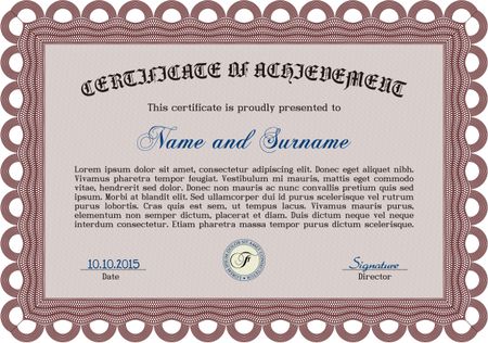Certificate or diploma template. Cordial design. Customizable, Easy to edit and change colors. Easy to print. Red color.