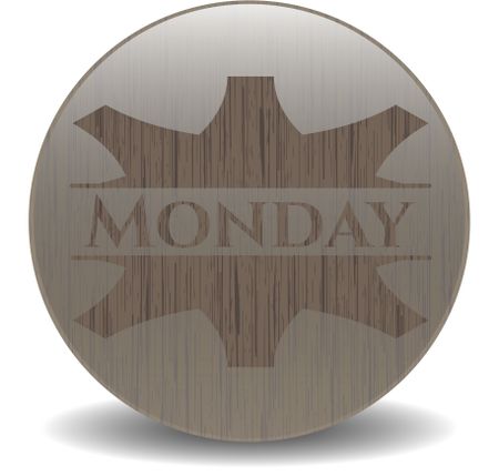 Monday wooden emblem. Vintage.