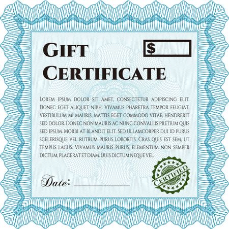 Gift certificate. Detailed. With background. Cordial design. 