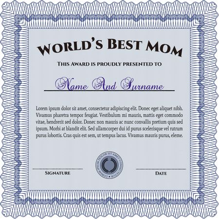 World's Best Mother Award. Nice design. Easy to print. Detailed. 