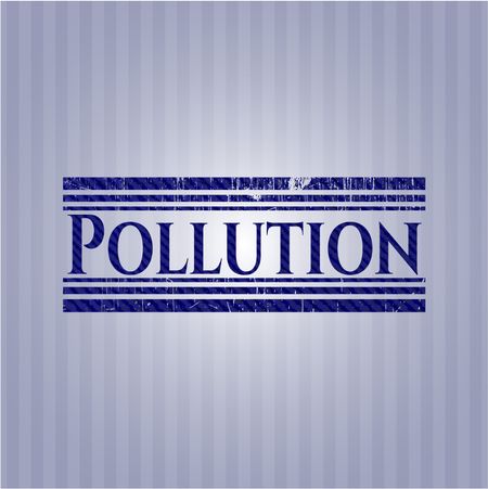 Pollution emblem with jean background