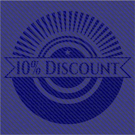 10% Discount emblem with jean background