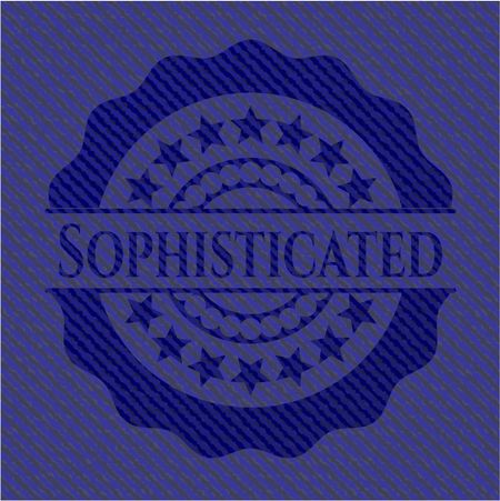 Sophisticated emblem with jean background