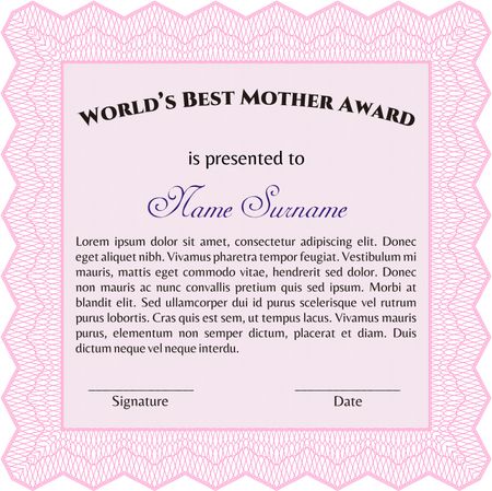 World's Best Mom Award Template. With background. Good design. Customizable, Easy to edit and change colors. 