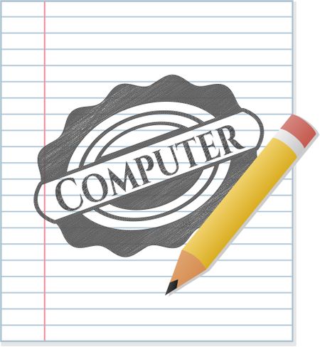 Computer pencil strokes emblem