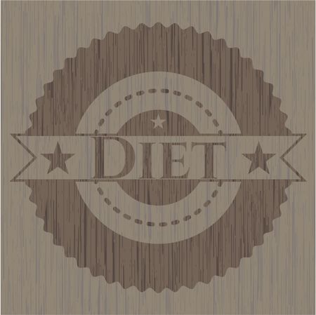 Diet badge with wood background