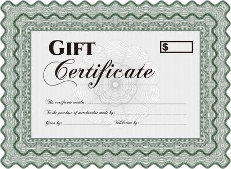 Vector Gift Certificate template. With guilloche pattern and background. Excellent complex design. Vector illustration. 