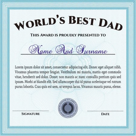 World's Best Father Award Template. Excellent design. Customizable, Easy to edit and change colors. Complex background. 