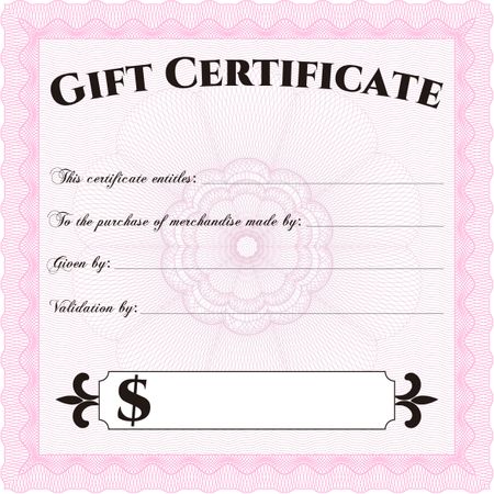 Vector Gift Certificate. Excellent design. Customizable, Easy to edit and change colors. Complex background. 