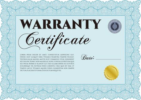 Warranty Certificate. Detailed. Printer friendly. Nice design. 
