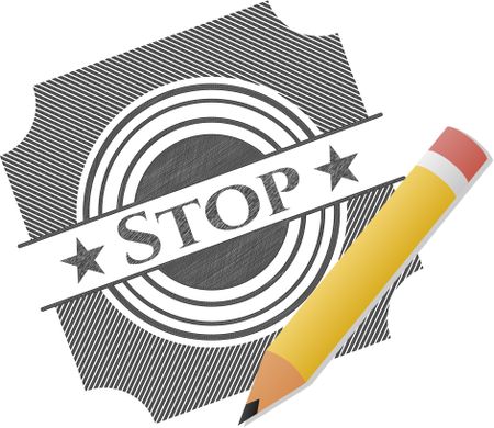 Stop emblem draw with pencil effect