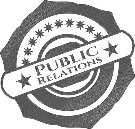 Public Relations emblem draw with pencil effect