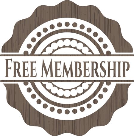 Free Membership retro wooden emblem