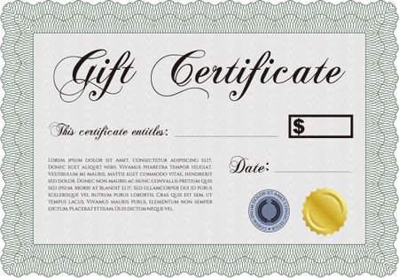 Gift certificate template. With quality background. Superior design. Border, frame. 