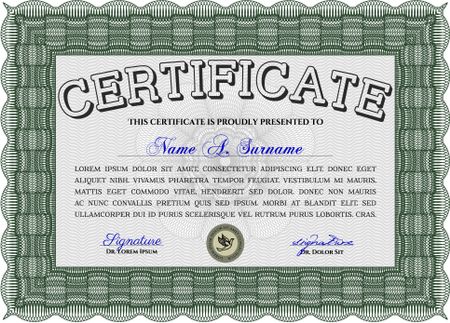 Sample Certificate. With quality background. Artistry design. Vector pattern that is used in money and certificate. Green color.