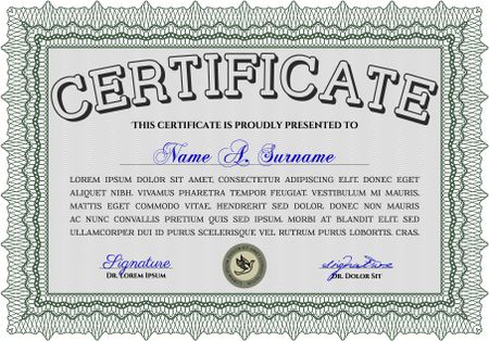Green Sample Certificate. Vector pattern that is used in money and certificate. With quality background. Artistry design. 