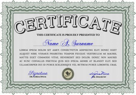 Green Sample Certificate. Vector pattern that is used in money and certificate. With quality background. Artistry design.