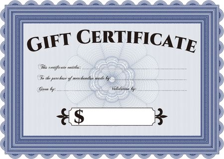 Gift certificate template. Border, frame. With quality background. Superior design. 