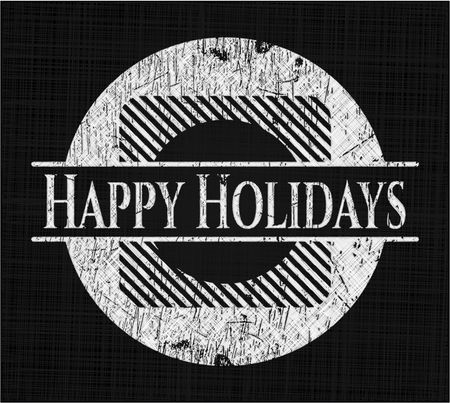 Happy Holidays chalkboard emblem written on a blackboard