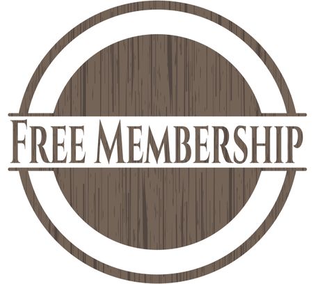 Free Membership wooden emblem. Retro