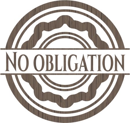 No obligation wooden emblem. Retro