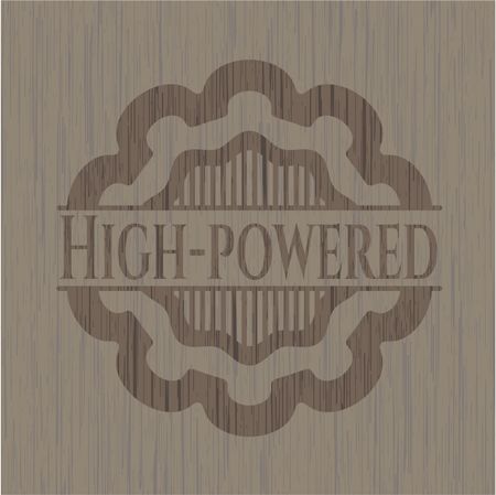 High-powered wooden emblem. Retro