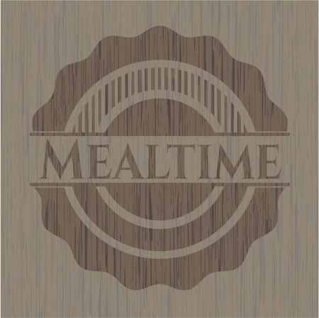Mealtime retro style wooden emblem
