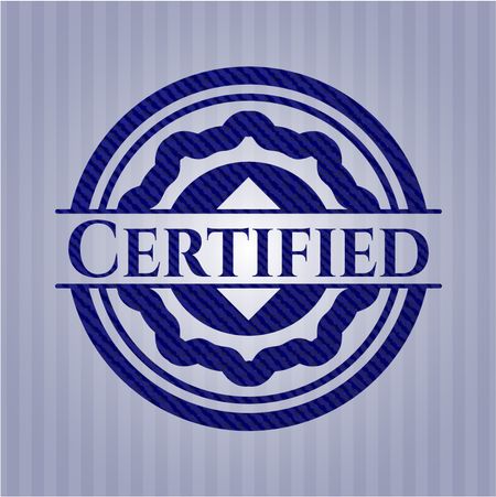Certified emblem with denim high quality background