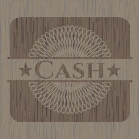 Cash retro style wooden emblem