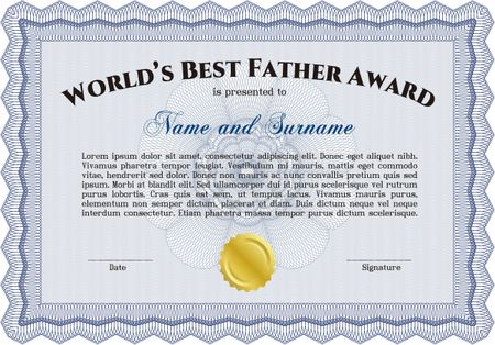 Best Dad Award. Lovely design. Complex background. Border, frame. 
