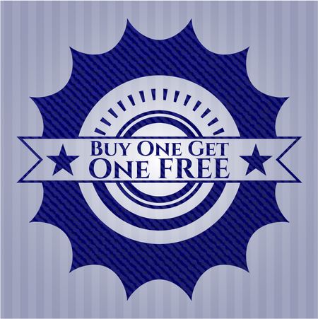 Buy one get One Free badge with denim texture