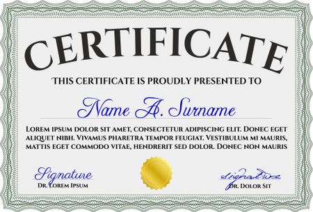 Green Certificate template or diploma template. Vector pattern that is used in currency and diplomas.Complex background. Beauty design. 
