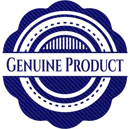 Genuine Product emblem with jean background