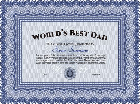 World's Best Father Award. Detailed. Cordial design. Easy to print. 