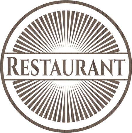 Restaurant wood icon or emblem