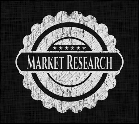 Market Research chalk emblem, retro style, chalk or chalkboard texture