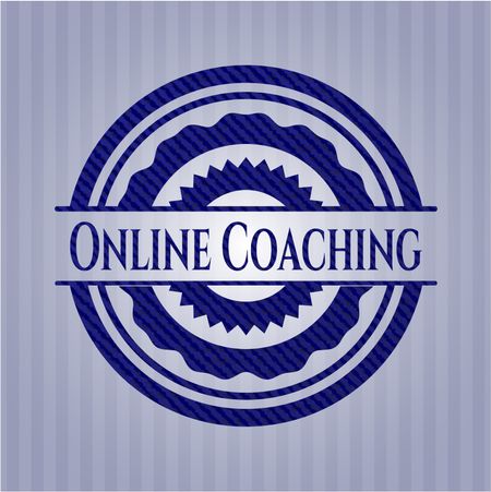 Online Coaching badge with denim texture
