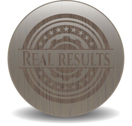 Real results retro style wooden emblem
