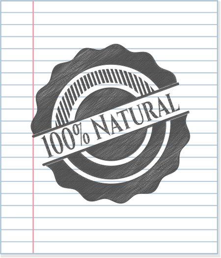 100% Natural emblem with pencil effect