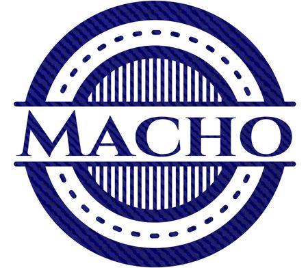 Macho emblem with denim high quality background