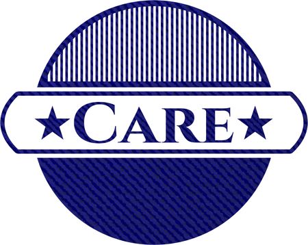 Care emblem with jean background