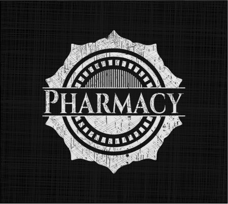 Pharmacy chalkboard emblem written on a blackboard