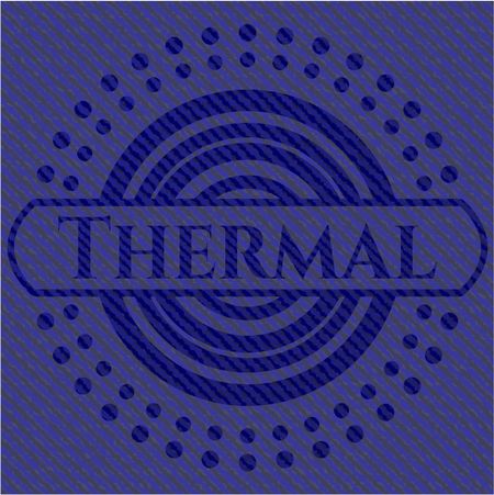 Thermal emblem with denim texture