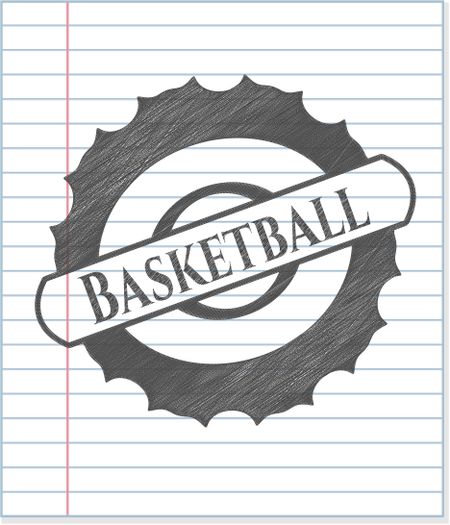 Basketball pencil strokes emblem