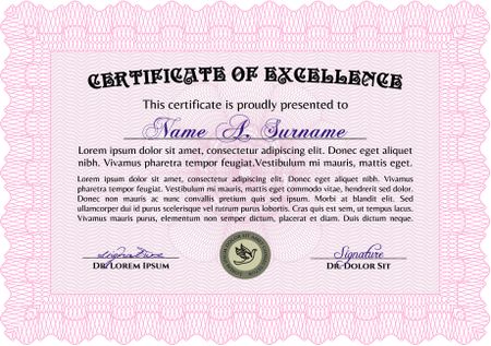 Pink Certificate template. Easy to print. Customizable, Easy to edit and change colors. Nice design.