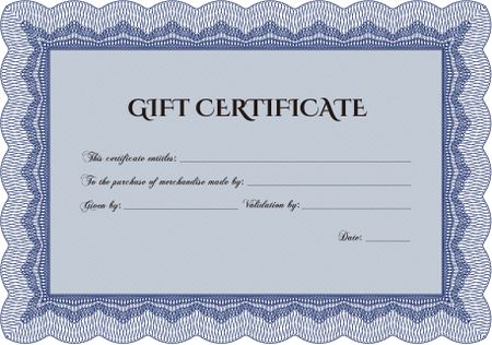 Gift certificate template. Easy to print. Detailed. Nice design. 
