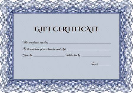 Gift certificate template. Easy to print. Detailed. Nice design.